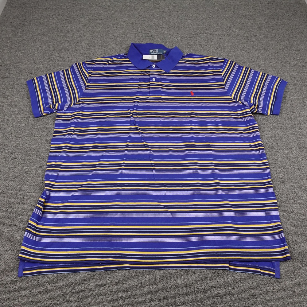 Polo Ralph Lauren Polo Shirt Mens 3XB 3X Big & Tall Blue Stripe Pony Cotton